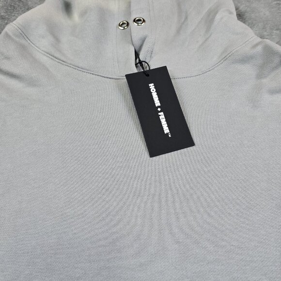 Homme + Femme Hoodie Unisex 3XL Gray Oversized Raw Hem Cotton Sweatshirt - Picture 8 of 12